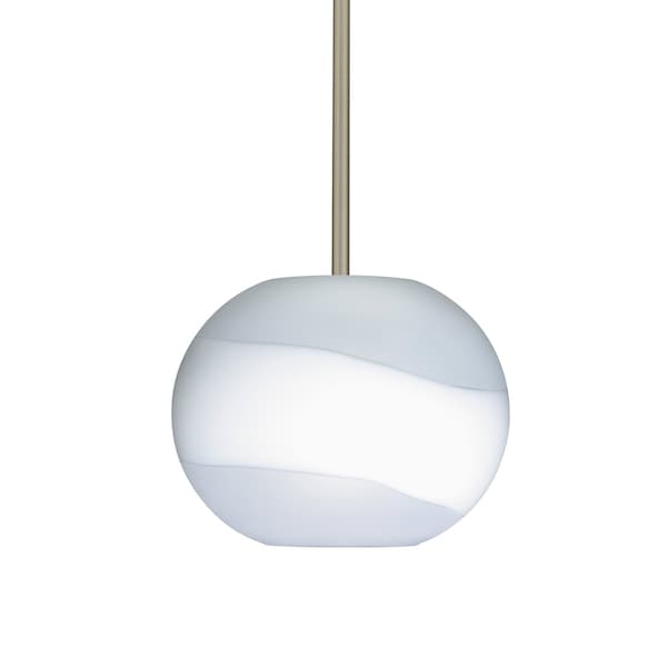 Besa Lighting Luna Stem Pendant, Opal-Frost, Satin Nickel Finish, 1x9W LED 1TT-477699-LED-SN - main